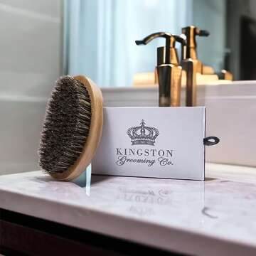 Kingston Grooming Co. Original Wave Brush for Men 360, Soft Boar Bristle Men’s Hair Brush- Perfect for Hair, Beards or Waves- Travel Box Included