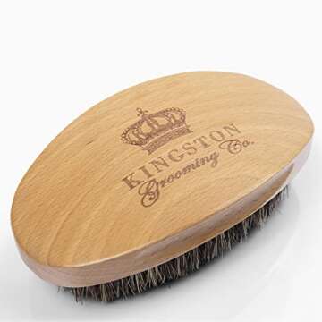 Kingston Grooming Co. Original Wave Brush for Men 360, Soft Boar Bristle Men’s Hair Brush- Perfect for Hair, Beards or Waves- Travel Box Included