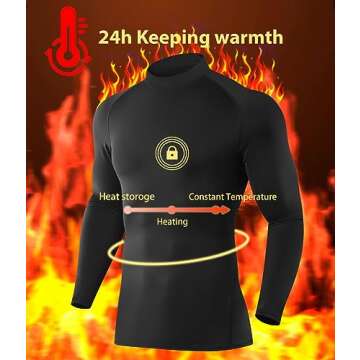 TELALEO 5 Pack Men's Thermal Compression Shirts Long Sleeve Turtle Mock Neck Shirts Athletic Base Layer Top Winter Cold Gear S