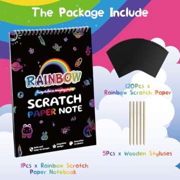 VopRog Scratch Art for Kids Rainbow Scratch Paper, Christmas Gifts for Children 130 Sheets Children's Paper Art Sets, Kids Crafts Art and DIY Paint by Scratch,Children's Christmas Sock Filling Gift