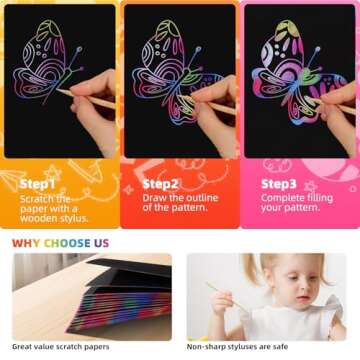 VopRog Scratch Art for Kids Rainbow Scratch Paper, Christmas Gifts for Children 130 Sheets Children's Paper Art Sets, Kids Crafts Art and DIY Paint by Scratch,Children's Christmas Sock Filling Gift