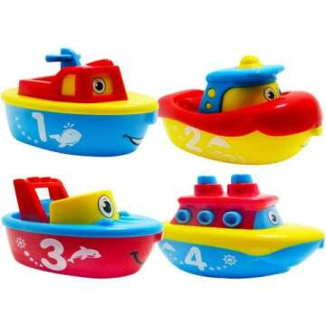 3 Bees & Me Bath Toys for Boys and Girls - Educational Magnet Boat Set