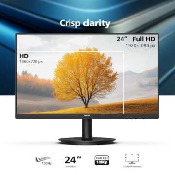 PHILIPS 24" Frameless Full HD Monitor - 100Hz, VESA, Eye Care, Warranty