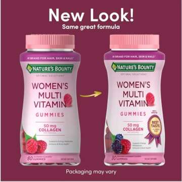 Nature's Bounty Optimal Solutions Women's Multivitamin, Immune and Cellular Energy Support, Bone Health, Raspberry Flavor, 80 Gummies