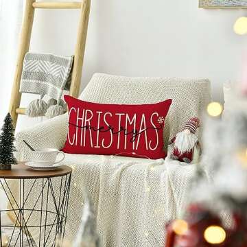 Christmas Red Throw Pillow Cover 12x20 Inch