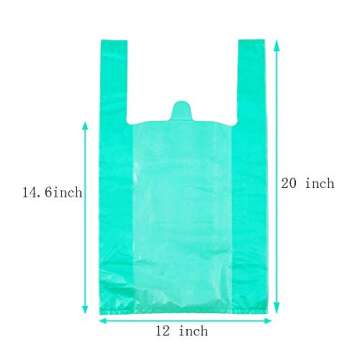 LazyMe T-Shirt Carry-Out Bags Plastic Grocery Bags with Handles Shopping Bags in Bulk Restaurant Bags, Standard Supermarket Size,12 x 20 inch (50 Pcs, Lake Blue)