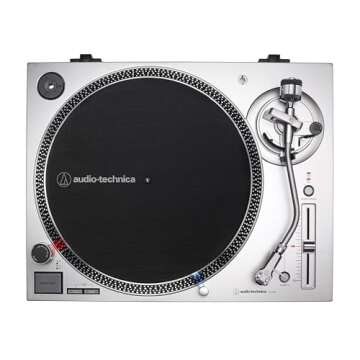 Audio-Technica AT-LP120XUSB-SV Direct-Drive Turntable (Analog & USB), Fully Manual, Hi-Fi, 3 Speed, Convert Vinyl to Digital, Anti-Skate and Variable Pitch Control, Silver