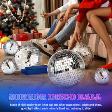 17 Pack Large Disco Ball Hanging Disco Ball Small Disco Ball Mirror Disco Balls Decorations for Party Wedding Dance and Music Festivals Decor Club Stage Props DJ Decoration (12, 8, 6, 4, 3.2 Inch)