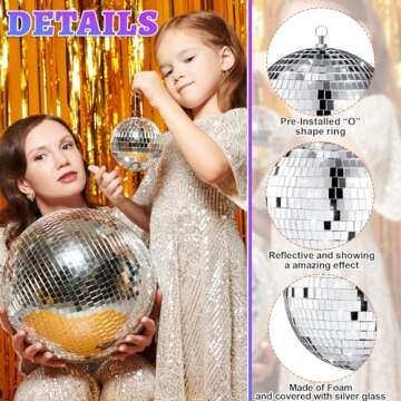 17 Pack Large Disco Ball Hanging Disco Ball Small Disco Ball Mirror Disco Balls Decorations for Party Wedding Dance and Music Festivals Decor Club Stage Props DJ Decoration (12, 8, 6, 4, 3.2 Inch)