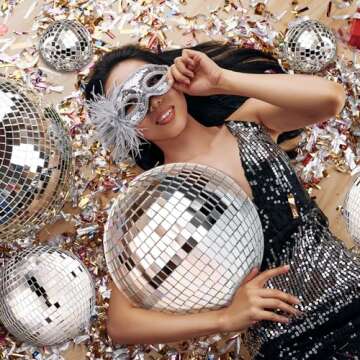 17 Pack Large Disco Ball Hanging Disco Ball Small Disco Ball Mirror Disco Balls Decorations for Party Wedding Dance and Music Festivals Decor Club Stage Props DJ Decoration (12, 8, 6, 4, 3.2 Inch)