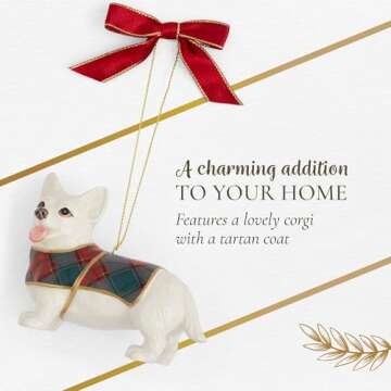 Spode Christmas Tree Tartan Corgi Ornament - Christmas Tree Decorations with Tartan Plaid, Festive Holiday Ornaments for Christmas Trees, Mantels, Home Displays - Collectible Holiday Decor