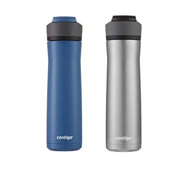 Contigo 24oz Leakproof Stainless Steel Water Bottle with Straw & Handle, Dual Insulated for Cold & Hot Drinks - 2 Pack