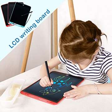 LCD Writing Tablet for Kids 10 Inch, Colorful Doodle Board Drawing Tablet with Lock Function, Erasable Reusable Writing Pad, Educational Christmas for 3-6 Year Old Girls Boys