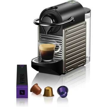 Nespresso BEC430TTN Pixie Espresso Machine, 24 ounces by Breville, Titan