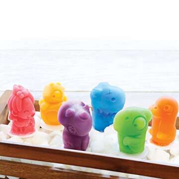 Zoku Dino Pop Molds, 6 Different Easy-release Silicone Popsicle Molds in One Tray, Unique and Fun Prehistoric Designs, BPA-free