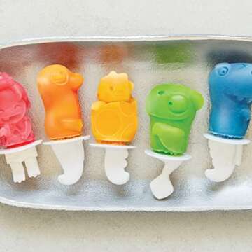 Zoku Dino Pop Molds, 6 Different Easy-release Silicone Popsicle Molds in One Tray, Unique and Fun Prehistoric Designs, BPA-free