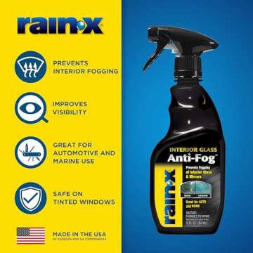 Rain-X 630543 Interior Glass Anti-Fog, 12 oz. - Prevents Fogging of Interior Glass and Mirrors, Usable on Both Automobiles and Marine Vehicles (Pack of 2)