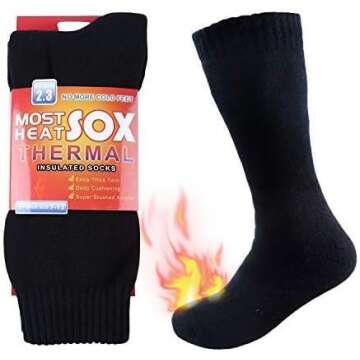 Thermal Socks for Men, Winter Warm Socks Mens for Cold Weather Extreme Temperatures,Charcoal Grey (3 Pairs)