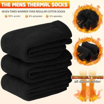 Thermal Socks for Men, Winter Warm Socks Mens for Cold Weather Extreme Temperatures,Charcoal Grey (3 Pairs)