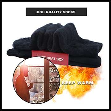 Thermal Socks for Men, Winter Warm Socks Mens for Cold Weather Extreme Temperatures,Charcoal Grey (3 Pairs)