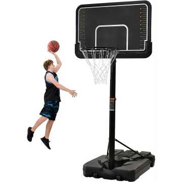 Adjustable Outdoor Basketball Hoop, Portable Basketball Hoop & Goal with Vertical Jump Measurement, Outdoor Basketball System with 6.6-10ft Height Adjustment for Youth, Adults