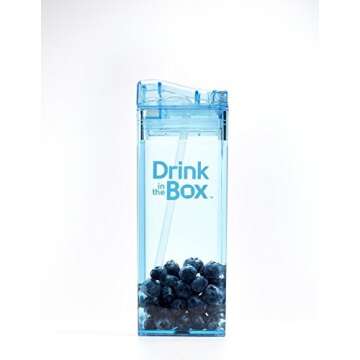 Precidio Design Drink in the Box Eco-Friendly Reusable Drink and Juice Box Container, 12oz (Blue)