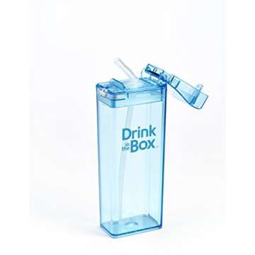 Precidio Design Drink in the Box Eco-Friendly Reusable Drink and Juice Box Container, 12oz (Blue)