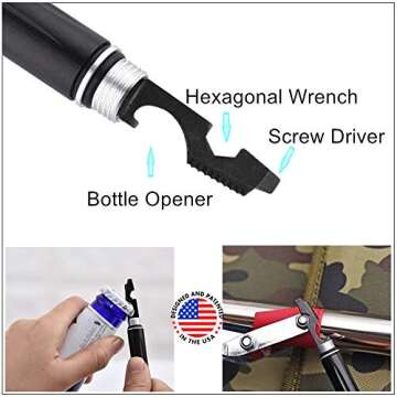 The Most Loaded 6-in-1 Tactical Pen: Solves Other Brands' Weaknesses,Self Defense Tip + Flashlight + Ballpoint + Bottle Opener + Screw Driver + Hexagonal Wrench, 5 Ink Refills + 6 Batteries + Gift Box