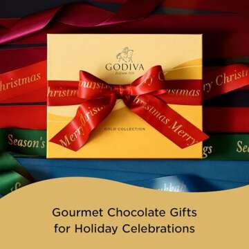 Godiva Chocolatier Season's Greetings Ribbon 18-Piece Assorted Chocolate Gift Box – Gourmet Chocolate Candy Variety Pack – Holiday Gift Basket for Family, Friends, and Festive Celebrations