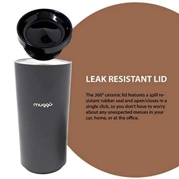 Muggo 12 oz Temperature Control Mug with 3 Hour Battery Life, Tea, Coffee, & Hot Beverage Warmer, Heated Travel Mug with Dual Charger