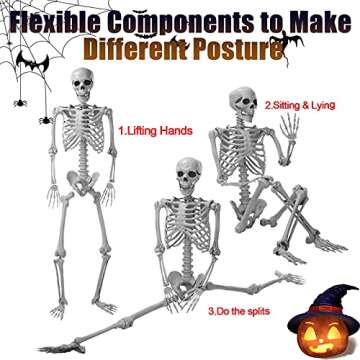 Loupusuo 5.4 Ft Halloween Skeleton Realistic Full Body Skeleton Life Size Human Bones with Seven Movable Joints Ceiling for Halloween Prank Themes Halloween Props Spooky Party Decoration