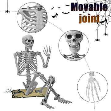 Loupusuo 5.4 Ft Halloween Skeleton Realistic Full Body Skeleton Life Size Human Bones with Seven Movable Joints Ceiling for Halloween Prank Themes Halloween Props Spooky Party Decoration