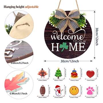 Seasonal Interchangeable Welcome Sign for Front Door