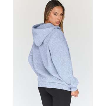 Trendy Queen Womens Zip Up Hoodies Oversized Sweatshirts Fall Fashion Outfits Sweaters Casual Jackets 2025 Winter Clothes Grey L