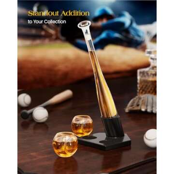 Baseball Bat Decanter Set for Men - Unique Whiskey Gifts