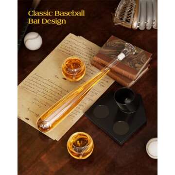 Baseball Bat Decanter Set with Glasses - Gift for Men