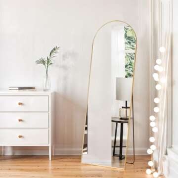 Arched Mirror Full Length, 16"x59" Body Wall Mirrors with Shatter-Proof Glass, Floor Standing, Hanging or Leaning, Tall Arch Mirror with Stand Aluminum Alloy Frame for Bedroom Cloakroom