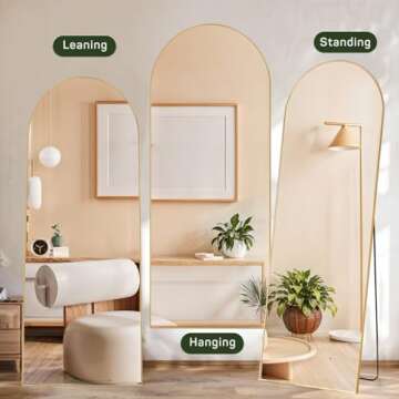 Arched Mirror Full Length, 16"x59" Body Wall Mirrors with Shatter-Proof Glass, Floor Standing, Hanging or Leaning, Tall Arch Mirror with Stand Aluminum Alloy Frame for Bedroom Cloakroom