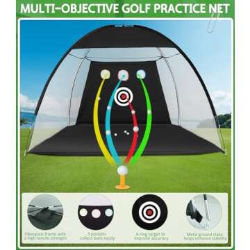 Golf Net: 10 x 7ft Golf Hitting Nets for Backyard Driving, Indoor/Outdoor Golf Chipping/Swing Practice Nets with Targets and Mats, Ideal Fathers Day Dad Gifts from Daughter Son Wife