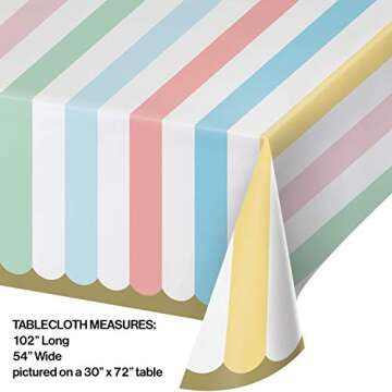 Creative Converting Pastel Celebrations Paper Tablecloth, 54" x 102"