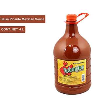 Valentina Mexican Hot Chile Sauce Spices Mix Picante Salsa Seasoning Salt Made From Chili Peppers Perfect For Chips Fast Foods Lunch Snacks 4 Liters ( 1.1 Gallon )