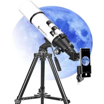 Telescopes for Adults Astronomy, 80mm Aperture 600mm Refractor Telescope for Kids & Beginners, Compact and Portable Travel Telescopio with Backpack