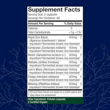 Host Defense Stamets 7-7 Species Blend - Mushroom Supplement for Immune Support - Includes Royal Sun Blazei, Cordyceps, Reishi, Maitake, Lion's Mane, Chaga & Mesima - 120 Capsules (60 Servings)*