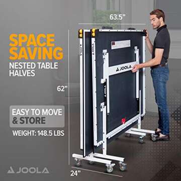 JOOLA Rally TL Professional MDF Indoor Ping Pong Table w/ Quick Clamp Table Tennis Net & Post Set - 10 Minute Easy Assembly - Corner Ball Holders - Tournament Quality - Includes Playback Mode