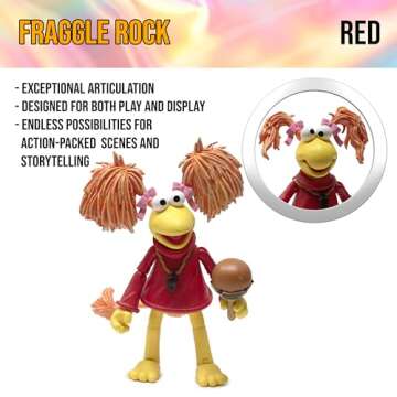 Boss Fight Studio Red, Fraggle Rock Collectible Action Figure – Highly Articulated Figurine - Accessories Including Hat, Magnifying Glass, Whistle, Maracas, Interchangeable Hands & Expression – 1:12