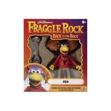 Boss Fight Studio Red, Fraggle Rock Collectible Action Figure – Highly Articulated Figurine - Accessories Including Hat, Magnifying Glass, Whistle, Maracas, Interchangeable Hands & Expression – 1:12