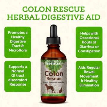 Animal Essentials Colon Rescue for Dogs & Cats - Herbal Laxative, Constipation Relief, Stool Softener with Slippery Elm, Marshmallow Root - 2 Fl Oz