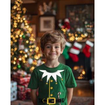 Santa's Elf Costume T-Shirt in Jumbo Print for Kids