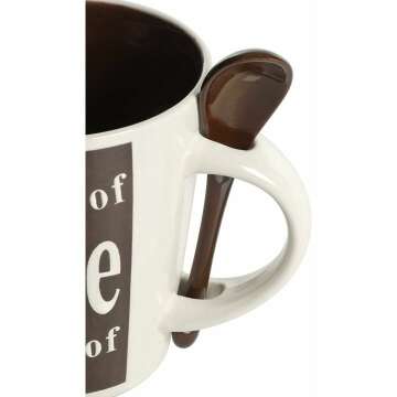 Mr. Coffee Bareggio Mug and Spoon Set, Café Americano, 8-Piece Mug and Spoon Set (14oz)