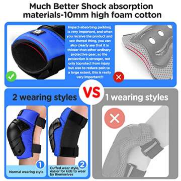 DaCool Kids/Youth Protective Gear Set Knee Pads Elbow Pads Wrist Guards for 3-10 Years, Toddler Knee and Elbow Pads for Roller Skates Cycling Bike Skateboard Inline Skating Scooter Riding Sports, Blue